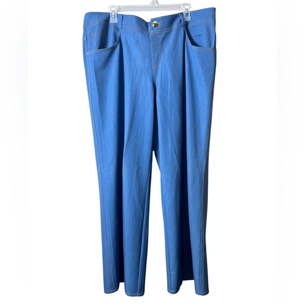 NWT IMAN Global Chic Pull On Wide Leg Chambray Denim Pants Size P1X Streetwear